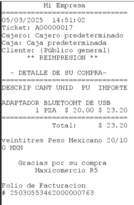 Ticket con Precio Unitario